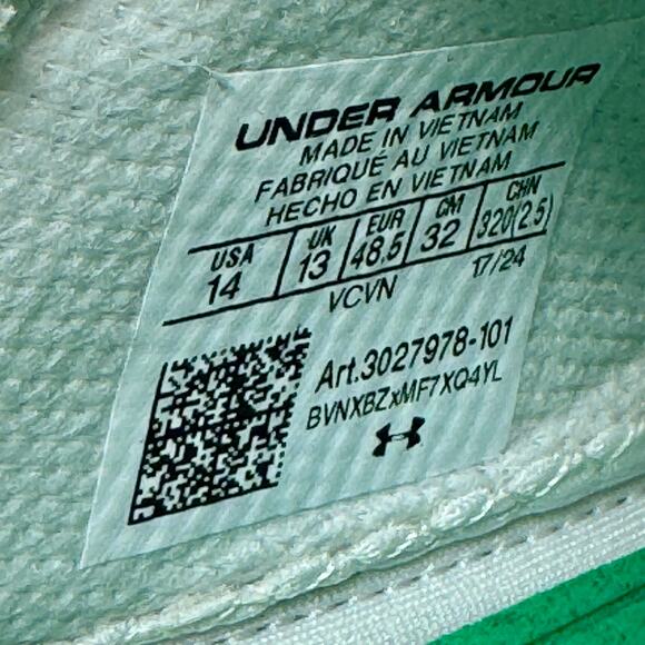 Under Armour Blur Smoke Suede 2.0 MC White Football Cleats 3027978-101 Size 14 - Picture 6 of 8